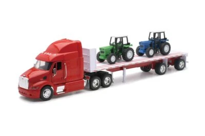 PETERBILT 387 FLATBED W/ FARM TRACTORS 1/32 scale DIECAST REPLICA - Image 1 of 3