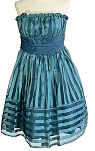 Betsey Johnson New York Strapless Blue Flare Rock A Bye Dress Size Zero - Picture 1 of 15