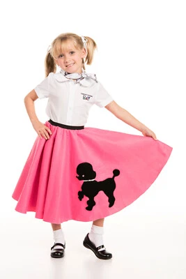 Youth Poodle Skirt Hot Pink with Scarf with Musical note printed Scarf - Image 1 of 4