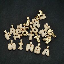 Letter Alphabet Necklace Men Women Hip Hop Iced Flooded  Brass Jewellery A9283
