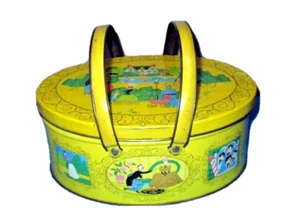 Vintage Tin Container , decorated with Victorian people - Picture 1 of 7