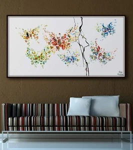 Butterfly oil painting 55" original art, animal painting on canvas, handmade - Picture 1 of 4