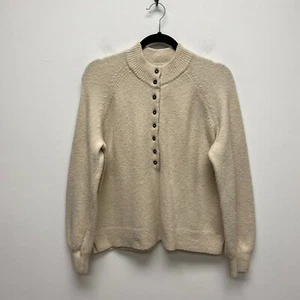 Madewell Womens Beige Merino Wool Pembury Mock Neck Long Sleeve Henley Sweater S - Picture 1 of 9