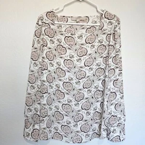 LOFT | Paisley Heart Floral Square Neckline Long Sleeve Blouse, Women's Large - Bild 1 von 5
