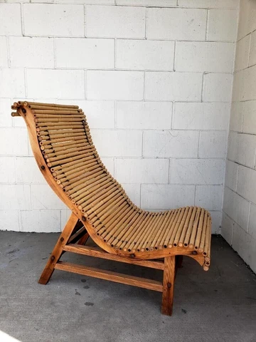 VINTAGE RATTAN BAMBOO LOUNGE CHAIR HAWAIIAN TROPICAL TIKI BAR SURF HULA SURFING Cover