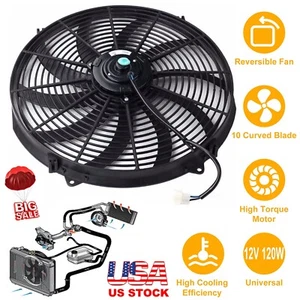 16 Inch 12V Car Electric Radiator Cooling Fan 120W Car w/ Mounting Kit 10 Blades - Picture 1 of 9