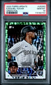 2023 TOPPS UPDATE US283 EZEQUIEL TOVAR GREEN FOIL /499 PSA 10 - Picture 1 of 2