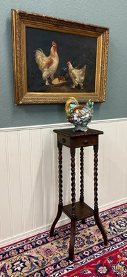 Antiguo Pedestal Torcido de Cebada Inglés de 4 Postes Soporte para Plantas Roble Jacobo 39.5" de Alto Foto 1 de 4