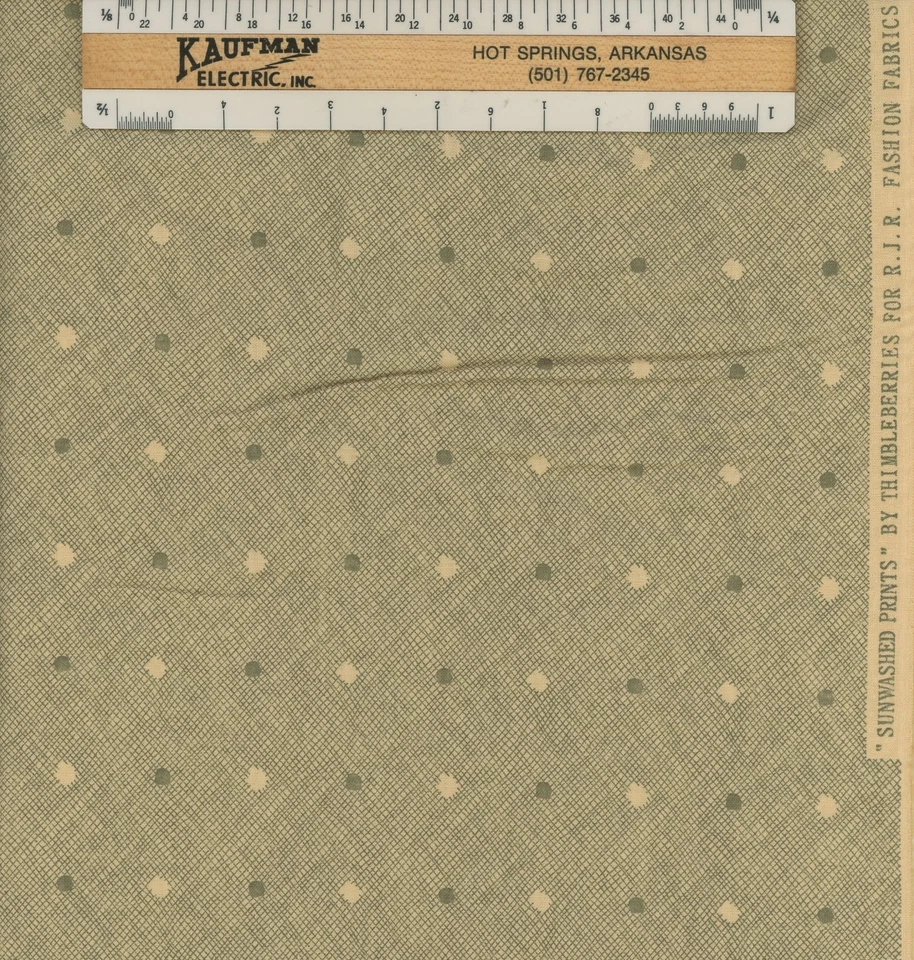 OOP Sunwashed Prints Thimbleberries RJR Green Cream Cotton Fabric 2 2/3 yds - Image 1 of 1