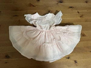 Martha’s Miniatures Girls 2T Pink Sheer Dot Ruffled Lace Trim Dress USA Vintage - Picture 1 of 15