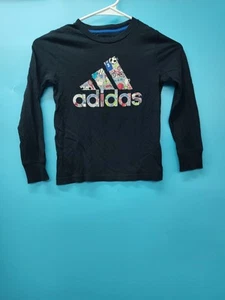 Adidas Black Long Sleeve Logo Shirt Boys 4T Performance Athletic Polyester - Picture 1 of 6