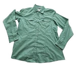 NWT Cinch Pearl Snap 100% Cotton Button Down Shirt Women’s Size XL Green - Picture 1 of 13