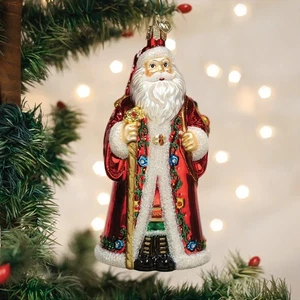 Alte Welt Weihnachten Norweger Weihnachtsmann Glas Ornament - Bild 1 von 1