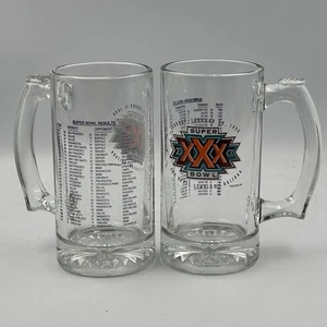 (2) Super Bowl XXX NFL Collectors Pint Glass Mug - 1996 - Cowboys vs. Steelers - Picture 1 of 9