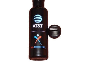 BOTELLA DE ACERO INOXIDABLE NEGRA LIBRE DE BPA 710 ML EE. UU. GIMNASIA AT&T LOGOTIPOS NUEVO - Imagen 1 de 4