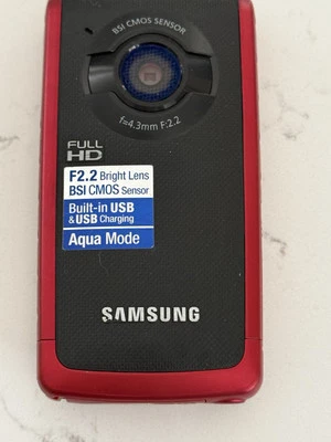 Samsung HMX-W200 Black & Red LCD Screen Shock Waterproof HD Video Camcorder - Image 1 of 4