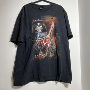 Camiseta Negra Vintage Años 00 Hero Buff Esqueleto Corte Gráfico Talla 2XL Doble Estampado - Imagen 1 de 3