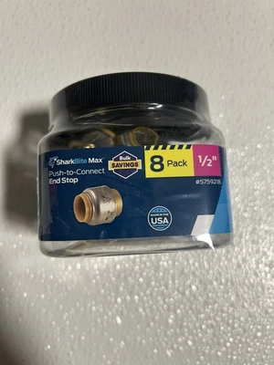 SharkBite/Shark Bite Max 1/2 inch Push To Connect Caps/End Stops ~ 8 pack ~ USA