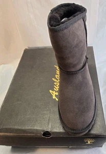 AUSLAND Women's 5.5 Brown Mid-calf Snow Boots Sheepskin New - Picture 1 of 4