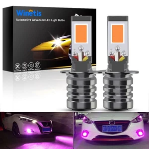 2x H3 Purple Dual Mode Switchback COB LED Fog Driving DRL light Bulbs 2400LM - Picture 1 of 7