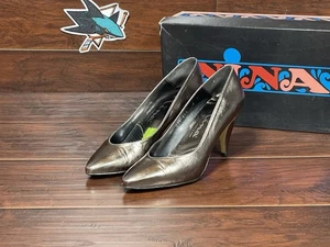Zapatos de tacón Nina Mandy peltre metálico para mujer talla 6 M usados - Imagen 1 de 11