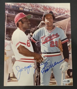 ROD CAREW & JOE MORGAN Signed 8x10 Photo-HALL OF FAME-TWINS-REDS-JSA - Picture 1 of 5