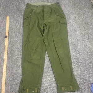 Vintage Military Pants Swedish C50 Green Mens War 34x40 3 crown button - Picture 1 of 15