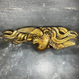 Panneau chinois sculpté en bois doré – Phénix impérial Fenghuang – Fin XVIIIe - Imagen 1 de 11