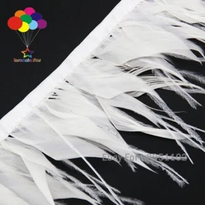 Hot 10 meter white Ostrich Feathers Goose Feather tassel ribbon 8-12CM wide - Picture 1 of 5