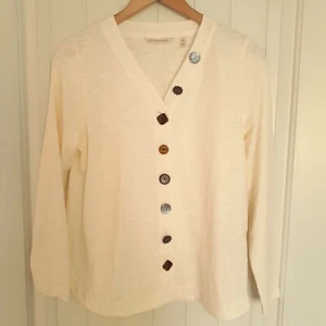 Camiseta Soft Surroundings Daniella Slub Botón Top Crema Talla PS - Imagen 1 de 9