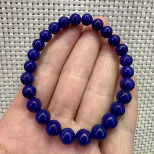 7mm Natural Royal Blue Lapis Lazuli Stretch Crystal Beads Bracelet AAAAA - Picture 1 of 9