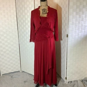 signature by sangria 2 piece red dress set size 8 - Picture 1 of 9