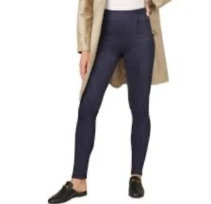 NWT SPANX Medium Faux Suede Leggings Pants in Classic Navy Women's Med - Picture 1 of 3
