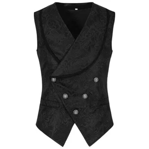 Gothic Steampunk viktorianische Cosplay Weste Herren Brokat maßgeschneidert formell - Bild 1 von 6