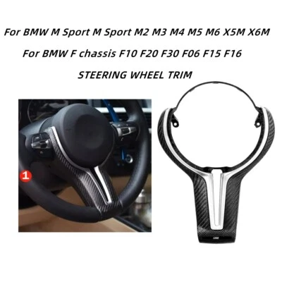 Real Carbon Fiber Steering Wheel Trim Replace For BMW M Sport M2 M3 M4 M5 M6 X5M Foto 1 de 4