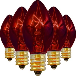 C-7 RED CLEAR STEADY LIGHT BULBS - BRAND NEW 1 BOX OF 25 C7 RED - Picture 1 of 7