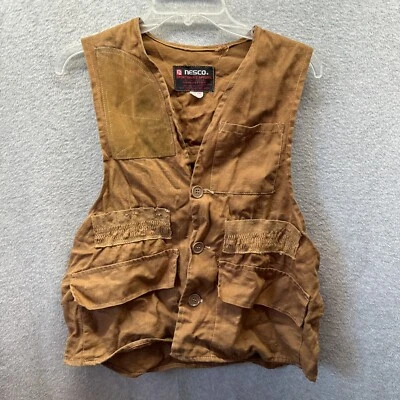 Vintage NESCO Field Vest Adult Medium Brown Canvas Shooting Hunting 60s - Image 1 of 4