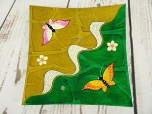 Craft Link Artisan Fair Trade Vietnam Platter Tray Enameled Butterflies Flowers - Picture 1 of 12