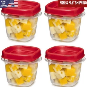 Set of 4 Durable Plastic Food Storage Containers Easy Find Lids Microwave Safe - Picture 1 of 7
