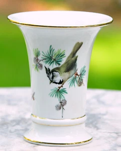 Jarrón Meissen pájaro pintura de insectos jarrón de mesa bordes dorados 1. Wahl H 13,5 Stieglitz - Imagen 1 de 13