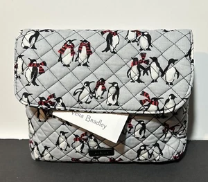 Vera Bradley Playful Penguins Brushes & Cosmetics Makeup Bag Grey New - Picture 1 of 9
