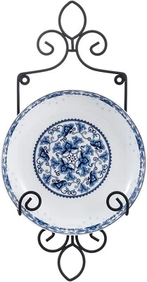 Estante vertical de una sola placa montado en la pared de metal negro Scrollwork vintage Foto 1 de 4