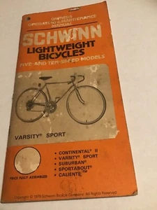 Vintage 1979 Schwinn Lightweight  Bicycle Owners  Manual Varsity Sport - Picture 1 of 9