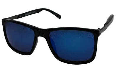 Timberland 太阳镜男式闪亮黑色矩形塑料,蓝色镜片 TB7268。 1X — 第 1/4 张图片