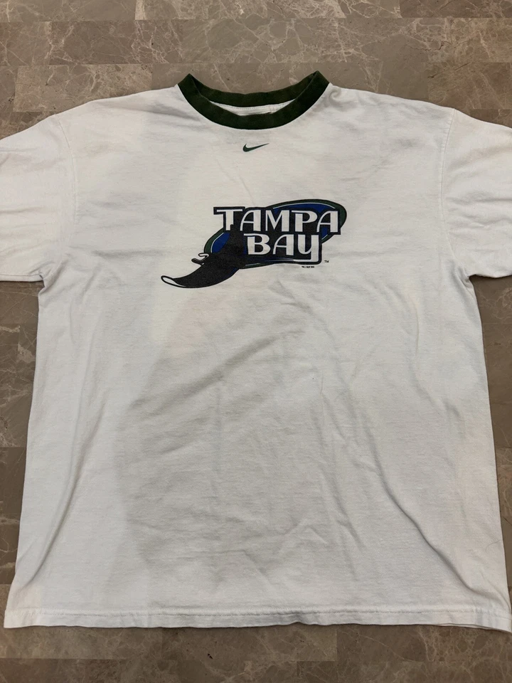 Camisa De Colección Rara Nike Tampa Bay Devil Rays Logo Antiguo Y2K Grande Centro Swoosh Foto 1 de 4