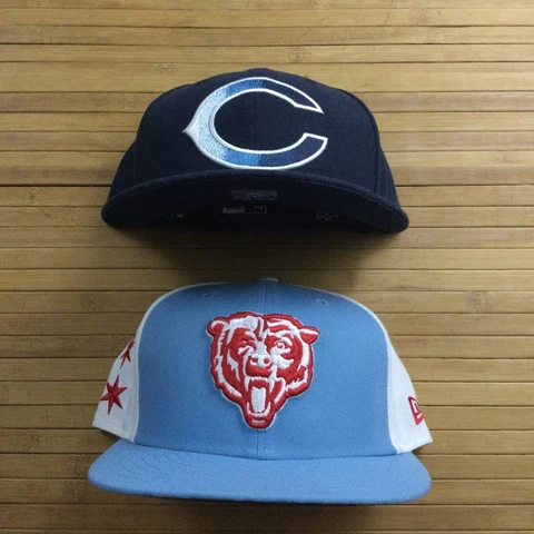 Lot 2 New Era Chicago Bears Fitted Hat Cap 7 1/2 Flag Cover