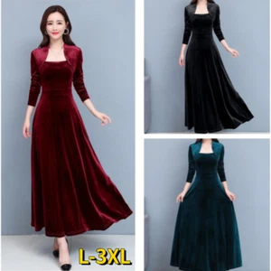 Retro Women Velvet Dress Cheongsam Evening Party Pleuche A-line Slim Fashion - Picture 1 of 15