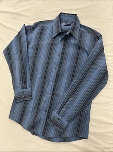 Level Ten Shirt Mens Medium Blue Stripes Long Sleeve Button Up Shirt - Picture 1 of 10