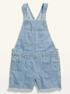 NWT OLD NAVY GIRLS XL (14-16) RAILROAD STRIPE FRAYED HEM SHORTALLS - Picture 1 of 5