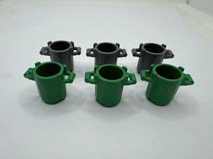 (6) LEGO Garbage Trash Can Container Lot- Green & Gray - Picture 1 of 3